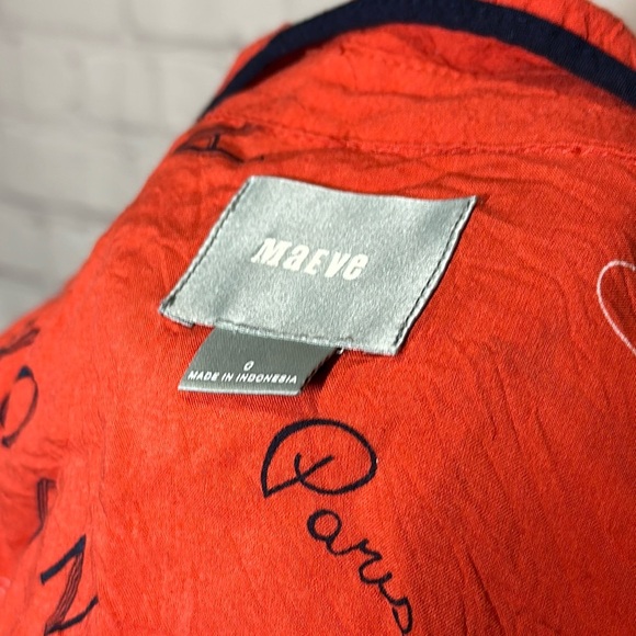 Anthropologie Paris London Milan red button up blouse size 0 - Picture 7 of 7